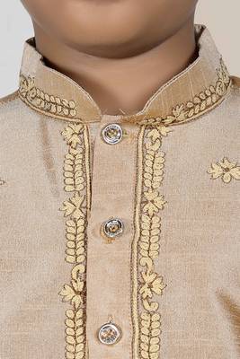 Gold embroidered art silk boys-kurta-pyjama 4