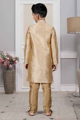Gold embroidered art silk boys-kurta-pyjama 5