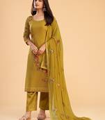 provocative yellow multi thread, sequins & Zari embroidered georgette salwar kameez designs