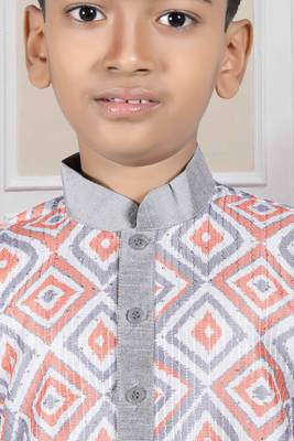 Grey embroidered art silk boys-kurta-pyjama 2