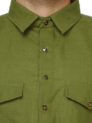 Green Pathani Cotton Kurta Pajama Set For Mens 5