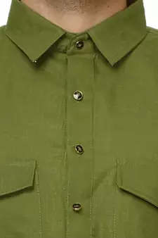 Green Pathani Cotton Kurta Pajama Set For Mens