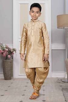 Gold embroidered art silk boys-dhoti-kurta
