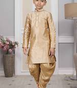 Gold embroidered art silk boys-dhoti-kurta