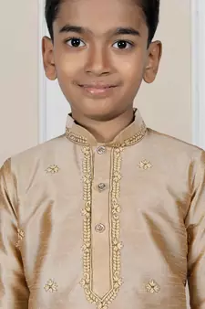 Gold embroidered art silk boys-dhoti-kurta