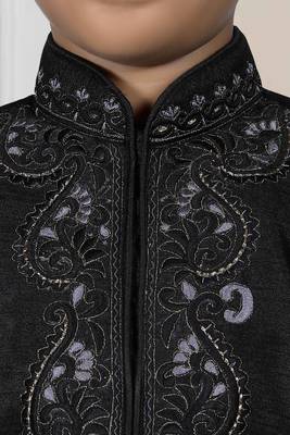 Black embroidered art silk boys-dhoti-kurta 4