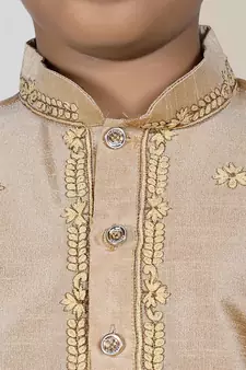 Gold embroidered art silk boys-dhoti-kurta