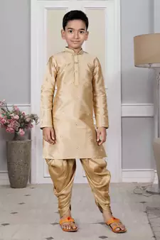Gold embroidered art silk boys-dhoti-kurta