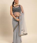 Kasee Fancy Designer Grey Net With Embellished Border Saree 