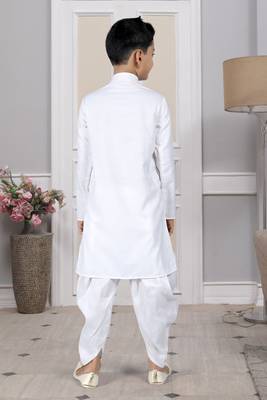 White embroidered cotton boys-dhoti-kurta 3