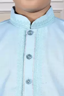 Blue embroidered cotton boys-dhoti-kurta