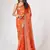 Delightful Orange Digital Print Organza Festive Wear Saree