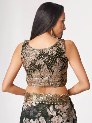 Delightful Black Digital Print Organza Festive Wear Saree 7