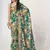 Delightful Teal Blue Digital Print Organza Festive Wear Saree