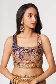Delightful Purple Digital Print Organza Festive Wear Saree