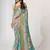 Delightful Sky Blue Digital Print Organza Festive Wear Saree