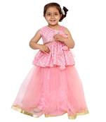 Pink Peplum Top With Skirt