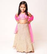 Pink Gota Top With Golden Lehenga