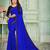 Royal blue plain georgette saree with blouse