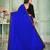 Royal blue plain georgette saree with blouse