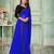 Royal blue plain georgette saree with blouse