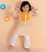 Beige Kurta With White Pajama