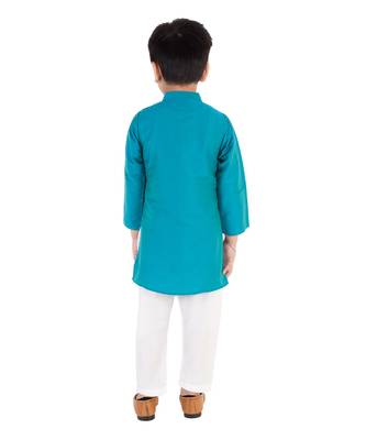 Blue Kurta Set With Pink Patch 2