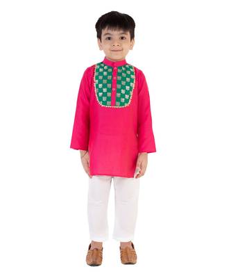 Pink Kurta With White Pajama 1