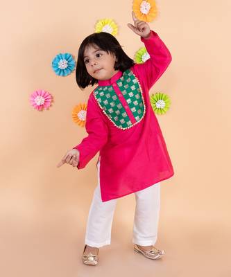 Pink Kurta With White Pajama 2