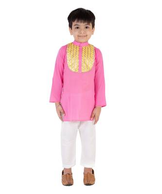 Pink Kurta With White Pajama 1