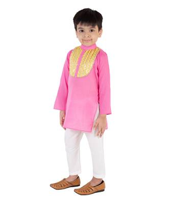 Pink Kurta With White Pajama 3