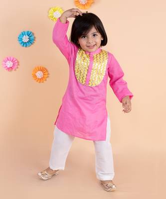 Pink Kurta With White Pajama 5