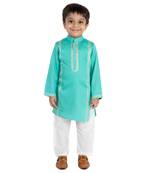 Turqouise Golden Lotus Nehru Jacket Set