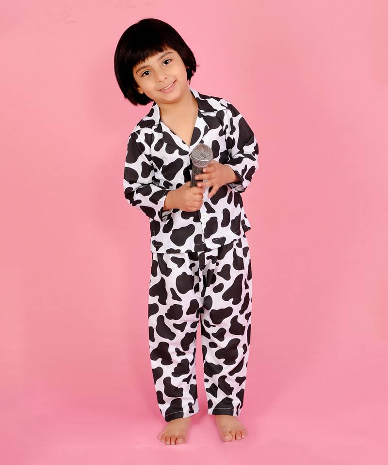 White Cow Print Night Suit