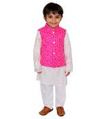 Pink Bandhej Kurta Jacket Set