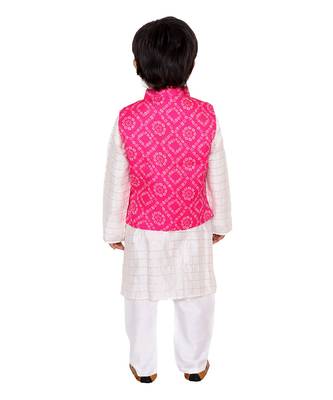 Pink Bandhej Kurta Jacket Set 3