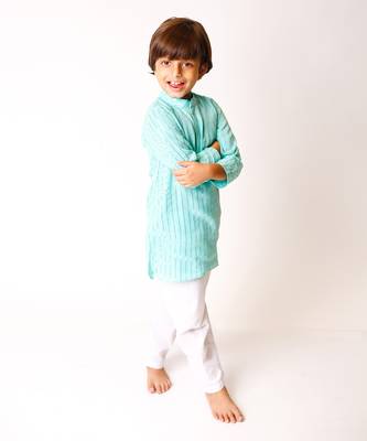 Sky Blue Sequin Detailed Kurta Set 1