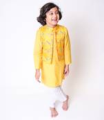 Mustard Embellished Jacket Kurta Set