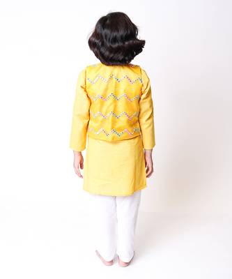 Mustard Embellished Jacket Kurta Set 4