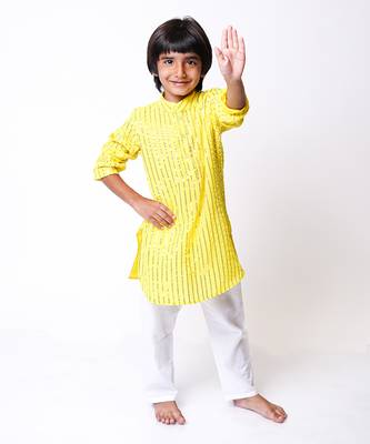 Yellow Sequin Detailed Kurta Set 1