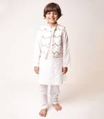 White Embellished Jacket Kurta Set
