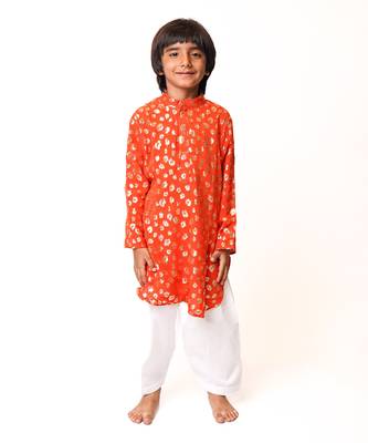 Rustic Orange Zari Kurta Set 1