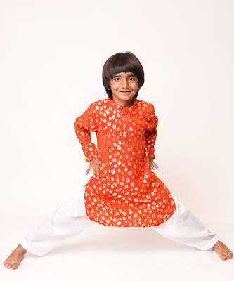 Rustic Orange Zari Kurta Set 2