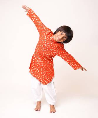 Rustic Orange Zari Kurta Set 3