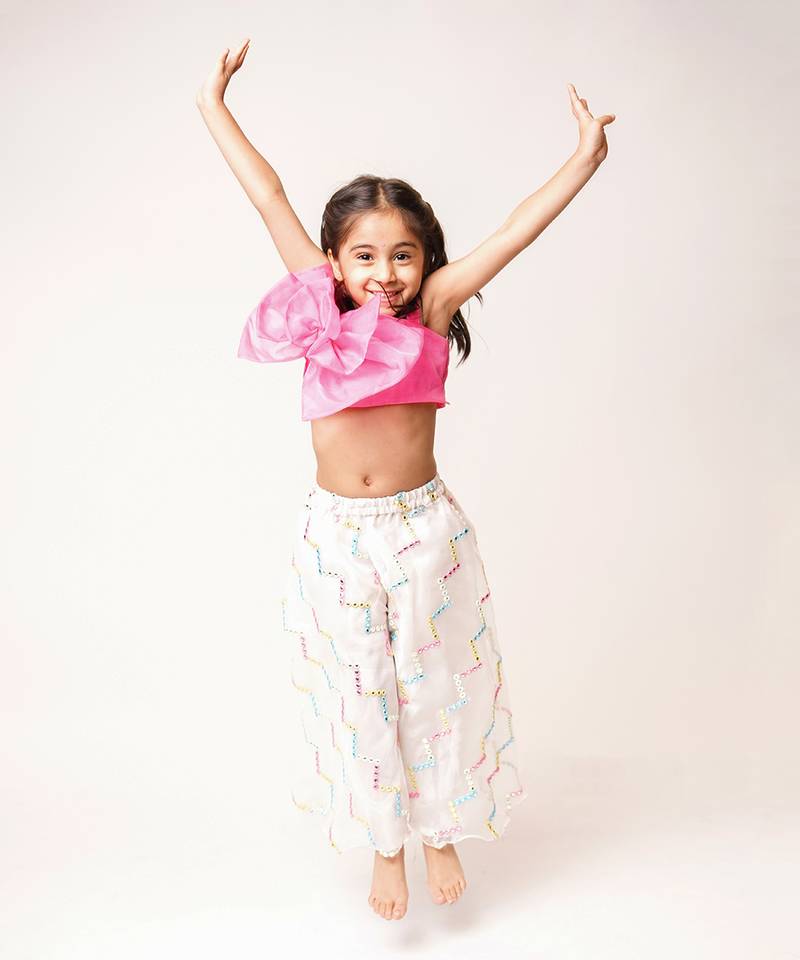 Pink Organza Straight Palazzo