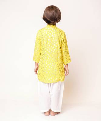 Yellow Jaquard Kurta Set 2