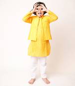 Mustard Yellow Cotton Kurta Jacket Set