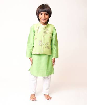 Green Butterfly Jacket Kurta Set 1