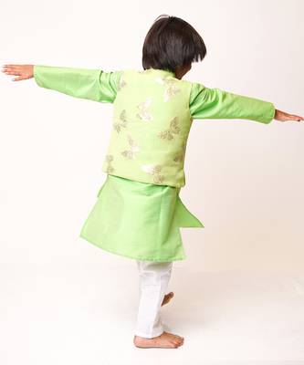 Green Butterfly Jacket Kurta Set 3