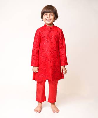 Red Embroidered Sherwani Set 1